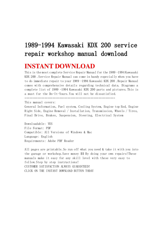 1989 Kawasaki Mojave Manual Download